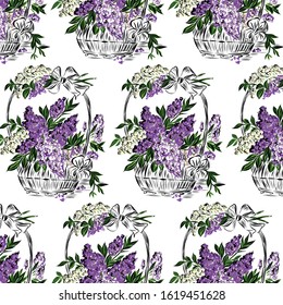 Botanic sketch, nature element design, flowers, hand drawn black and white garden icon, linear engraving