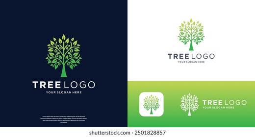 Botanic tree of life logo. Natural product plant, Botanical wellness spa signs.