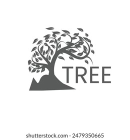 Botanic tree logo mark design. Organic nature icon. Natural plant emblem. Tree of life symbol. Vector illustration.