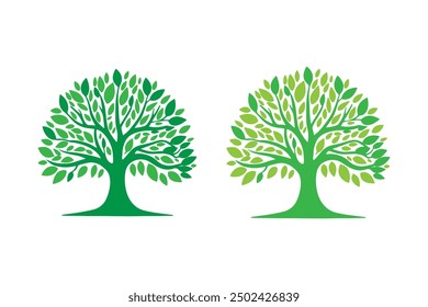 Botanic tree logo mark design. Organic nature icon. Natural plant emblem. Tree of life symbol. Vector illustration.