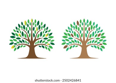 Botanic tree logo mark design. Organic nature icon. Natural plant emblem. Tree of life symbol. Vector illustration.