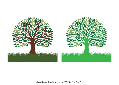 Botanic tree logo mark design. Organic nature icon. Natural plant emblem. Tree of life symbol. Vector illustration.