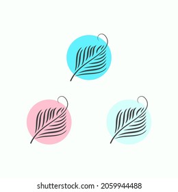 Botanic vector logo. Feather, Bio cosmetics emblem. Organic product sign. Leaf illustration