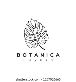 Botanic vector logo. Luxury letter monogram. Fashion brand identity. Golden Leaves Plant Logo design. Hotel or boutique emblem