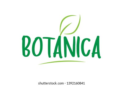 botanica green word text with leaf suitable for icon, badge or typography logo design