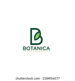 Botánica - Diseño del logotipo de la letra B. sencillo y moderno.