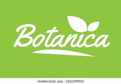 botanica word text with leaf green background suitable for card icon or typography logo design