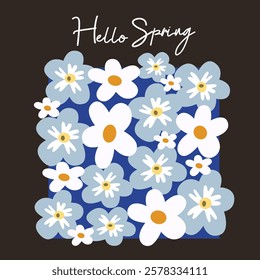 Botanical abstract background art vector set. Flower art design for print, wallpaper, clipart, wall art for home decoration. Spring flower posters