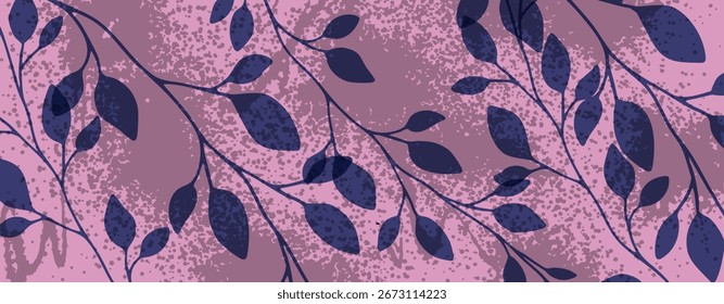 Fondo abstracto botánico con ramas y hojas. Diseño texturizado para Fondo de pantalla, fundas o carteles.