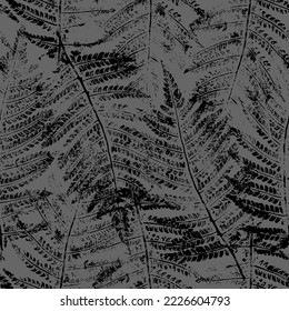 Botanical abstract background with fern leaves. Leaf ink prints. Botanical Poster. Seamless pattern