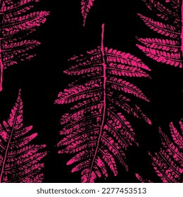 Botanical abstract background with fern leaves. Leaf ink prints. Botanical Poster. Seamless pattern