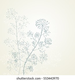 botanical abstract background with line art plants with seeds. vector