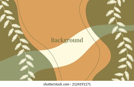 Botanical abstract background with organic shape and hand draw line in pastel colors. Minimal modern contemporary collage design template with space text for cover, poster, wallpaper, branding.