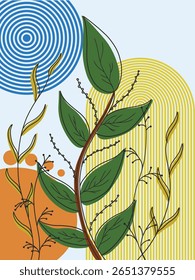 Botanical Abstract Composition with Earthy Tones