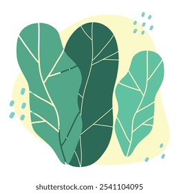 Botanical abstract composition vector flat illustration. Wall decor art. Drawing of a foliage line with an abstract shape. Vector illustration.