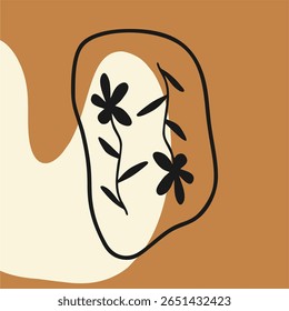 Botanical abstract drawing. Plant, design of picture for print, wallpaper, clip art, wall art for home decor.	
