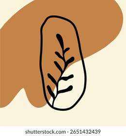 Botanical abstract drawing. Plant, design of picture for print, wallpaper, clip art, wall art for home decor.	