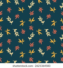 ilustração abstrata botânica design de padrão sem emenda no vetor de fundo da marinha escura