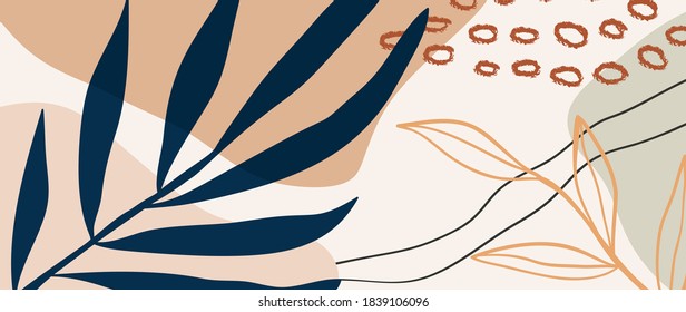 Botanical abstract organic shapes background vector in warm earthy colors. Modern Art design for web backgrounds, Social stories, Print, Cover, Wallpaper, Wall arts, Stationery, Branding, Packaging.
