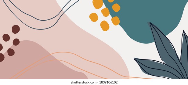 Botanical abstract organic shapes background vector in warm earthy colors. Modern Art design for web backgrounds, Social stories, Print, Cover, Wallpaper, Wall arts, Stationery, Branding, Packaging.
