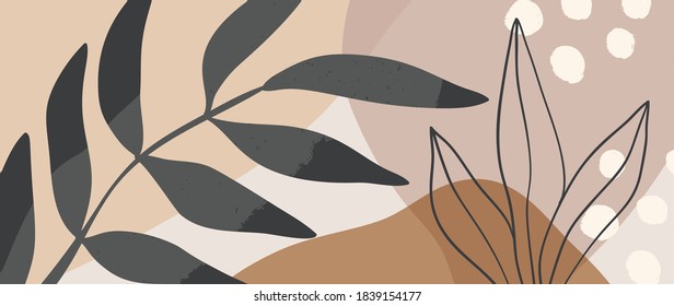 Botanical abstract organic shapes background vector in warm earthy colors. Modern Art design for web backgrounds, Social stories, Print, Cover, Wallpaper, Wall arts, Stationery, Branding, Packaging.
