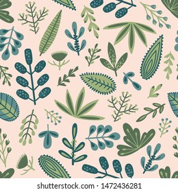 Botanical abstract seamless pattern. Vector design for paper, cover, fabric, interior decor and other users