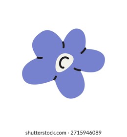 Botanische abstrakte Quelle wilde Blume und Pflanze. Organische florale Doodle-Form. Hippie funky blühende Aufkleber. Vektorgrafik einzeln