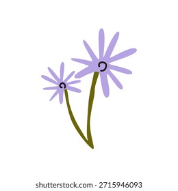 Botanische abstrakte Quelle wilde Blume und Pflanze. Organische florale Doodle-Form. Hippie funky blühende Aufkleber. Vektorgrafik einzeln