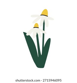 Botanische abstrakte Quelle wilde Blume und Pflanze. Organische florale Doodle-Form. Hippie funky blühende Aufkleber. Vektorgrafik einzeln