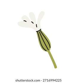 Botanische abstrakte Quelle wilde Blume und Pflanze. Organische florale Doodle-Form. Hippie funky blühende Aufkleber. Vektorgrafik einzeln