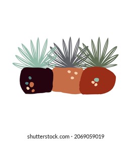 Botanical abstract vector clipart. Hand drawn foliage and plants in linear style, abstract shapes and figures. Terracotta and colors. Minimal boho design for covers, flyers, banners, wall art 