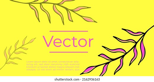 Botanical aesthetic branch sketch vector set of illustrations. Leaf decor hand drawn thumbnail background. Plant media banner