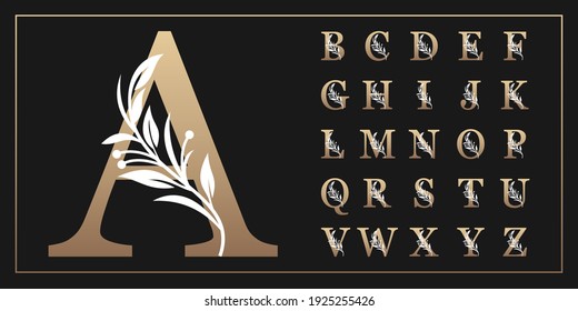 Botanical alphabet capital letters vector