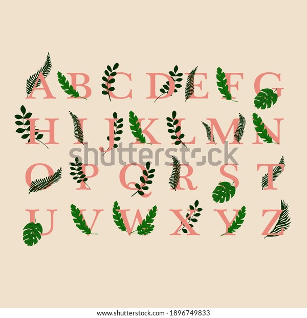 Botanical Alphabet Capital Letters Vector Set Stock Vector (Royalty ...