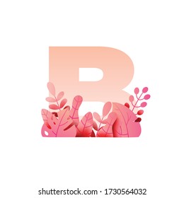 Botanical Alphabet Series - Letter B vector with botanic branch bouquet composition