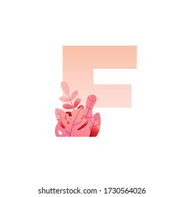 Botanical Alphabet Series - Letter F vector with botanic branch bouquet composition