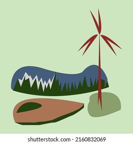 Arte botánico. Resumen de formas vectoriales orgánicas, hojas, rama, plantas. Conjunto de plantilla natural en estilo doodle para portada, afiche, tarjeta de saludo, fondo. Gráficos modernos para negocios, vacaciones