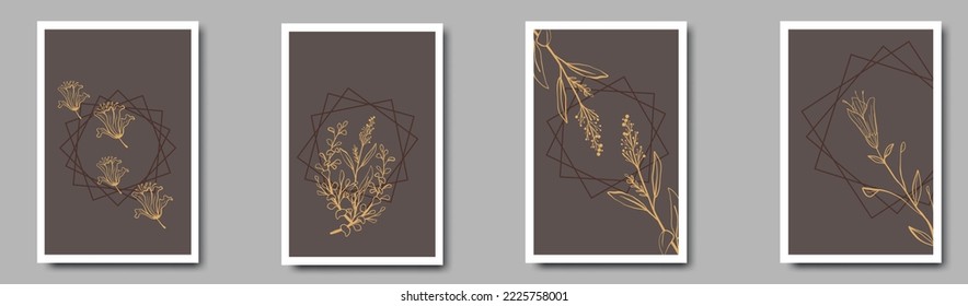 Botanical art. Abstract organic vector shapes, leaves, plants.