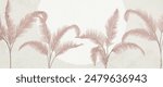 Botanical art background with tropical tree leaves in pink. Vector banner with exotic plants for wallpaper, decor, print, textile, interior design, poster, packaging.