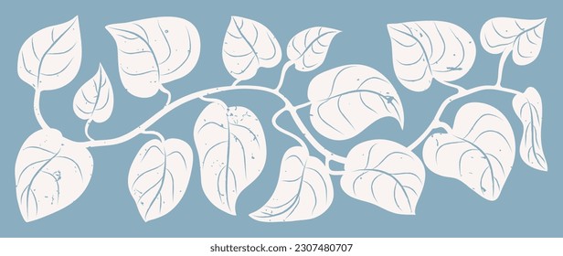 Botanical art background vector. Abstract natural hand drawn pattern design with flowers, leaves, branches. Simple contemporary style illustrated Design for fabric, print, cover, banner, wallpaper.