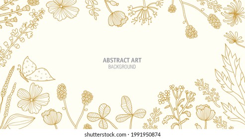 Botanical art pink background vector. Wallpaper with leaf, flower and butterfly. Design for text, packaging, prints, wall decoration.