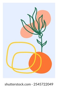 Botanical art vector colorful. Foliage line art drawing with abstract shape. Abstract Plant Art design for print cover wallpaper Minimal and natural wall art. Vector illustration