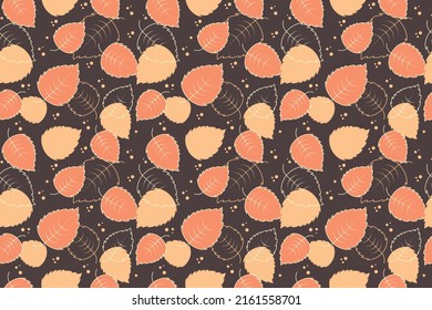 Botanical artistic pattern illustration, seamless with hand drawn leaves, vector illustration