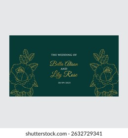 Botanical arts, and black background  Hand drawn continuous line drawing of abstract flowers, floral, rose, tropical leaves, spring and autumn leaf, bouquet of olives invitation card