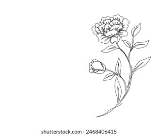 Botanical arts single outline vector. Continuous one line drawing of abstract flower, floral, rose, tropical leaves, spring and autumn leaf,. Editable stroke.