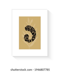 Afiche de la pared de arte botánico. Resumen de fisura de crepúsculo en tonos de tierra tipo boho con hoja de palma. Diseño de plantas para imprimir, cubrir, fondos de pantalla, historias y web. Vector de arte mínimo y natural.