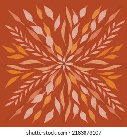 Botanical autumn botany vibes pattern brown orange pattern background for ceramic tile for wallpaper backdrop. Artwork of vector illustration brush strokes watercolor aquarelle transparent texture.