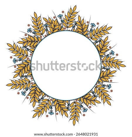 Botanical autumn frame made of wheat ears, vector illustration