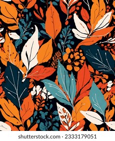 Botanical autumn pattern illustration floral graphic