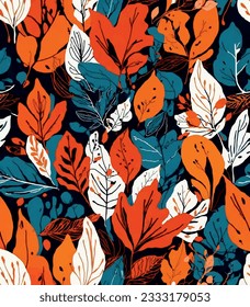 Botanical autumn pattern illustration floral graphic